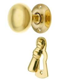 Solid Brass Federal Style Mortise Lock Set with Small Round Knobs